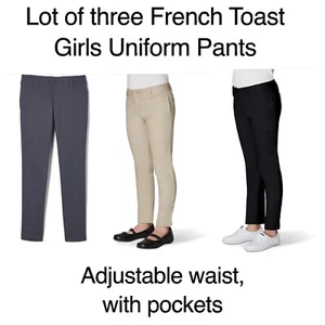 Lot Of 3 Girls Size 12 School Uniform Pants French Toast Skinny Black Khaki Gray - Picture 1 of 9