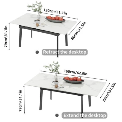 Mesa de Comedor Expandible Rectángulo Piedra Sinterizada para Cocina Salón 8 Plazas Foto 1 de 4