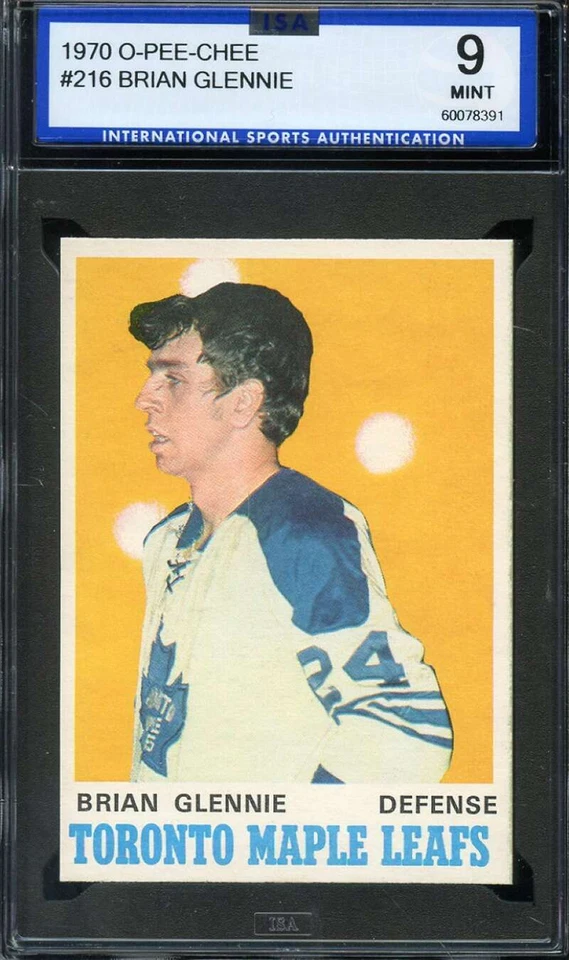 1970-71 O-PEE-CHEE #216 BRIAN GLENNIE (RC) ISA 9 MAPLE LEAFS  *ADT5653 - Image 1 of 2