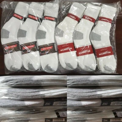 Wholesale Bulk Lot Men's White/Gray Sports Casual Cotton Crew Socks 9-11 10-13 - Image 1 of 4