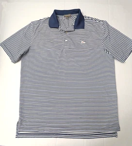 Peter Millar Summer Comfort Blue Striped Polo Shirt Short Sleeve Size M NWOT - Picture 1 of 9