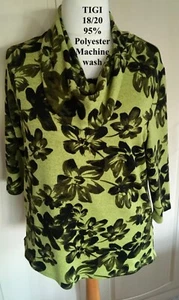 TIGI TOP ~ SIZE 18/20 ~ 95% POLYESTER ~ LIME GREEN & BLACK ~ MACHINE WASH ~ NEW - Picture 1 of 13