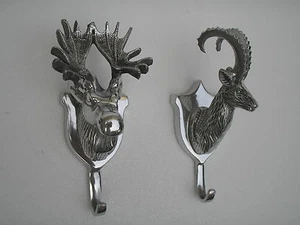 Aluminium wall mount Moose & Ibex Head coat hooks set of 2 pcs au* - Picture 1 of 2