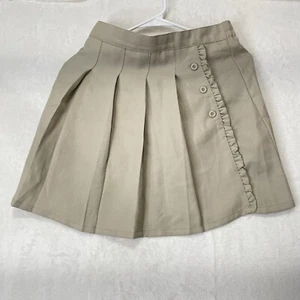 Nautica Girls School Uniform Skirt Skorts Size 14 Regular Khaki Pleated Button - Picture 1 of 9