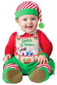 Santa's Little Helper MEDIUM Toddler Costume With Matching Cap, In Character EUC - Picture 1 of 10