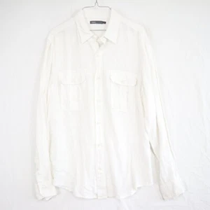 Vince Shirt Mens Large Linen Utility Flap Pocket Casual Button Up Long Sleeve - Picture 1 of 6