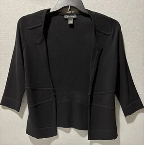 WHITE HOUSE BLACK MARKET Women's Small Black tailor opened detail cardigan 36" - Picture 1 of 9