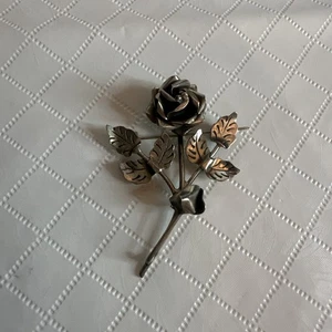 MEXICO TC-15/16? 925 SCC ROSE BLOSSOM FLOWERS Silver Signed Costume Brooch Read - Picture 1 of 15