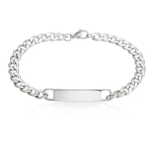 Individuelle ID-Armbänder für Männer Frauen, 6 mm Edelstahl ID-Armbänder (silberfarben) - Bild 1 von 6