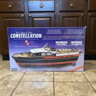 LINDBERG 54' Chris Craft Constellation 1/20 Unassembled RC Model Boat Kit New!! - Image 1 of 4