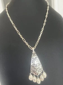 Sterling Silver Chain Necklace Tassel Dangle Signed JGD Janice Girardi Design - Picture 1 of 5