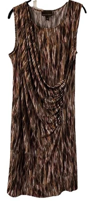 Dana Buchman Women's Sz L Sleeveless Jersey Knit Dress Ruched Draped Round Neck - Image 1 of 4