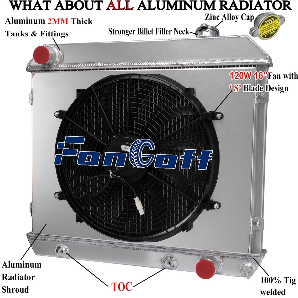 4 Rows Radiator&Shroud Fan For 63-1966 65 Chevy C10 C20 C30 K10 K20 K30 Truck V8 Foto 1 de 4