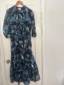 Banjanan Maxi Dress Bird Floral Print Women Sz L - Picture 1 of 8