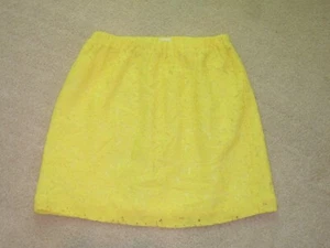 CREWCUTS BRIGHT YELLOW LINED SKIRT, 14, FLORAL MORE OPEN WEAVE OVER SOLID,CUTE - Picture 1 of 2