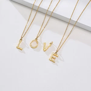 18K Gold Plating Letters Pendant Women's Stainless Steel Chain Necklace 40+5cm - Picture 1 of 58