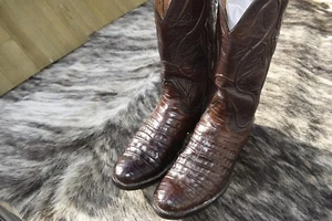 Black Jack Brown Caiman Belly Cowboy Boots 9D - Picture 1 of 21