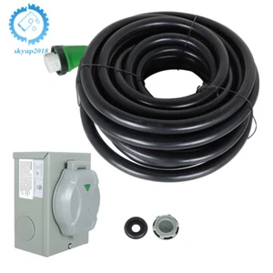 50 Amp 25-50 Ft Generator Cord & Power Inlet Box NEMA 14-50P/SS2-50R 50 Amp - Foto 1 di 20