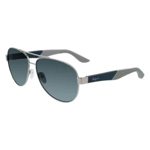 Salvatore Ferragamo SF275S-021 Men Silver Sunglasses Metal Solid Aviator Eyewear - Picture 1 of 3