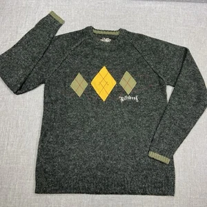 Vintage Billabong Sweater Mens Medium Y2K 90s Gray Geometric Jacket Korea Fuzzy - Picture 1 of 18