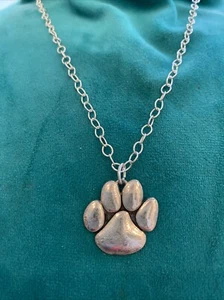 .925 Sterling Silver Pendant Charm Dog Cat Paw Print Necklace Signed BV NEW - Picture 1 of 5