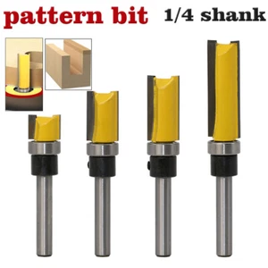 1/4" Shank Top Bearing Woodworking Milling Cutter Bearing Flush Trim Router Bit - Picture 1 of 9