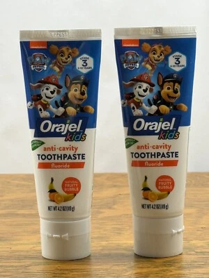 两只 Orajel Paw Patrol 防重力氟化物牙膏果味气泡 4.2 液量盎司 — 第 1/4 张图片