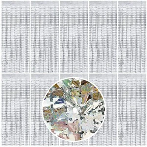 Square Tinsel Curtain Party Backdrop - 10pcs Glitter Foil Fringe Curtain Part... - Picture 1 of 7