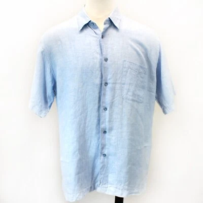 Donald J. Trump Signature Collection Blue 100% Linen Short Sleeve Shirt Large - Image 1 of 4