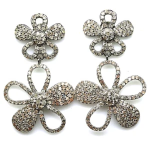 925 Sterling Silver White Zircon Earrings White Gold Plated - Picture 1 of 4