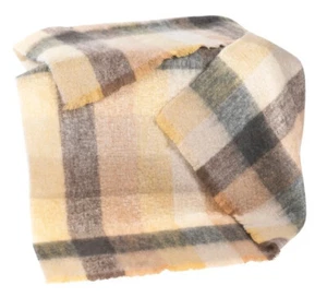 John Hanly Tonal Beige Brown Mohair & Wool Blended Throw - Woven in Ireland - Picture 1 of 3
