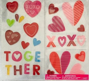 Juego de 2 San Valentín Rojo Rosa Corazones Ventana Gel Adhesivos Suministro Maestro Decoración - Imagen 1 de 1