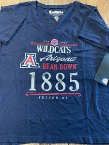 NWT Womens Arizona Wildcats Cute Navy Blue Short Sleeve V-Neck Shirt Size Large - Picture 1 of 3