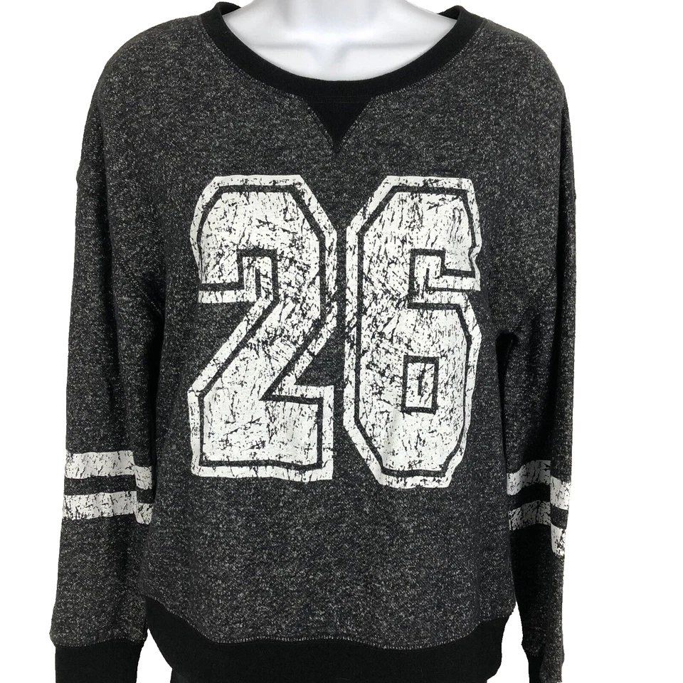 BOBBIE BROOKS Sweatshirt Women M Black Lightweight Relaxed Number Jersey - Image 1 of 4