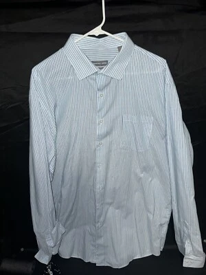 Camisa Geoffrey Beene Para Hombre XXL 2XL 18 37/38 Pinpoint Oxford Rayas Sin Arrugas Foto 1 de 4