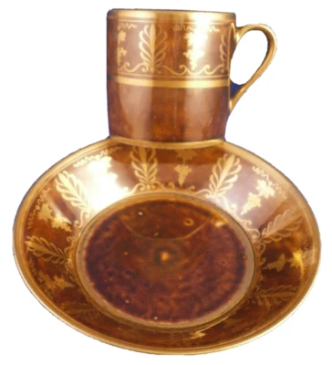 Antique Early 19thC Sevres Porcelain Turtle Ground Cup & Saucer Porzellan Tasse - Image 1 of 4