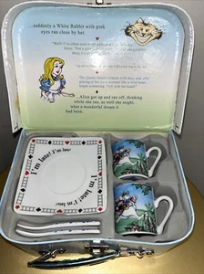 Alice In Wonderland Tea Party Set of 2 Cups Saucers Spoons Lunchbox Cardew - Picture 1 of 9
