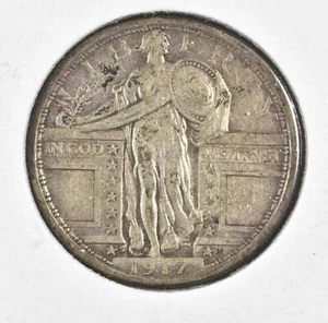 1917-S Standing Liberty Silver Quarter, Type 1, EF - Picture 1 of 2