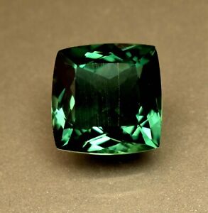 12.45  Ct Certified Brazil Green Tourmaline Cushion Cut Loose Gem Stone