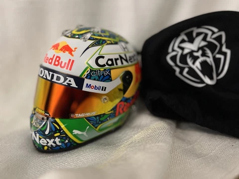 1/2 Scale Schuberth 2021 Max Verstappen BRAZILIAN Grand Prix Helmet. Brand New Cover