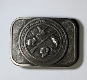 Goodyear Hunting Fishing Club Belt Buckle Bergamot Brass Works 1980 USA - Picture 1 of 4