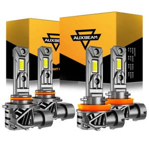 AUXBEAM Canbus 9005 H11 LED Headlight Combo Bulb High&Low Beam 90W 28000LM White - Picture 1 of 12
