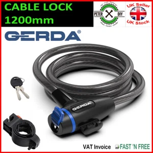BIKE 1200mm LOCK Bicycle Compact Cycle Security CABLE 10mm Steel GERDA FLEX 10S - Picture 1 of 2