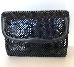 Borsa a mano pochette nera a rete lucida borsa da sera con tracolla 8" x 6" festa - Foto 1 di 15