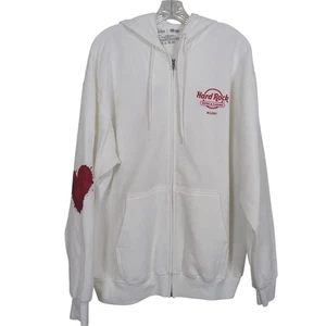 Hard Rock Hotel & Casino Biloxi white zip Hoodie size L Queen of Hearts Graphic - Picture 1 of 16
