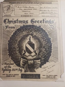 ILLUSTRATED V-MAIL APO 88 FLORENCE, ITALY 1944 Censored WWII Army 350th Infantry - Picture 1 of 2