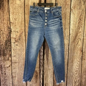 KanCan Womens Blue Estilo High Rise Distressed Skinny Button Fly Jeans S 11/29 - Picture 1 of 11