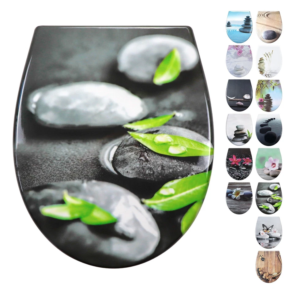 FANMITRK WC Sitz Toilettendeckel mit Absenkautomatik, Duroplast Toilettensitz mit Motiv