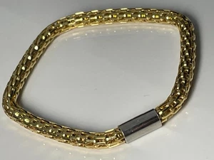 Gold on sterling silver '925' mesh stretch bangle bracelet stacking 6g layering - Picture 1 of 18