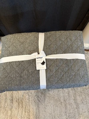 POTTERY BARN BELGIAN FLAX LINEN DIAMOND QUILT KING/CAL KING ~ DARK GREEN, NWT - Image 1 of 4